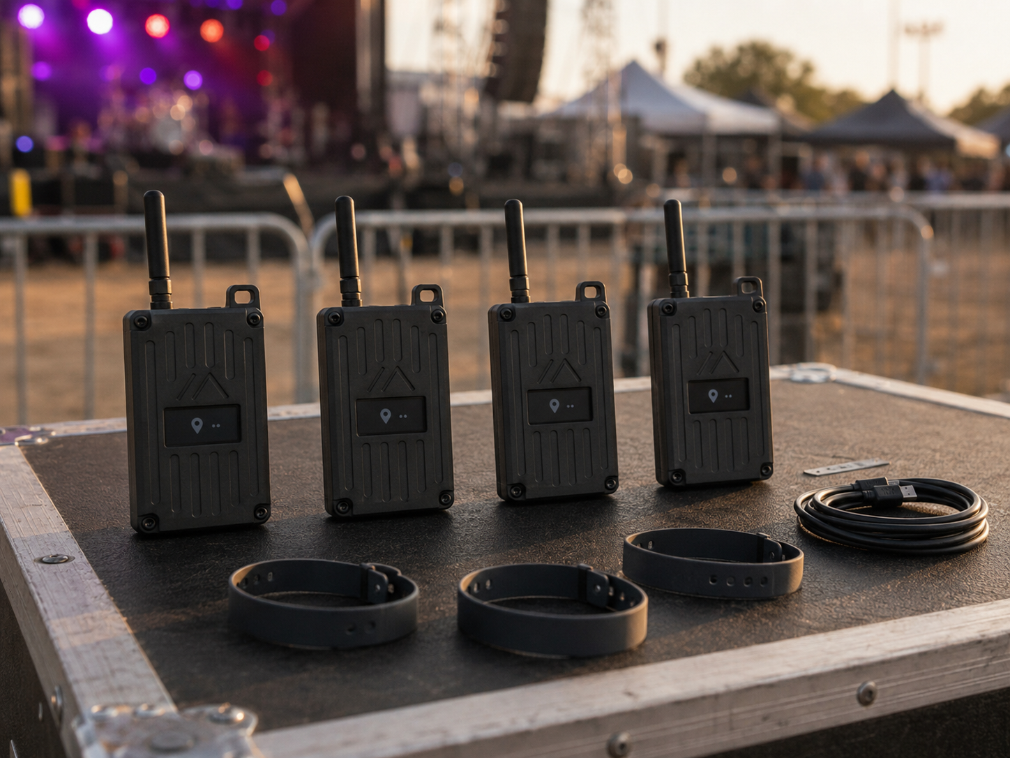 Additional Handheld — A single black handheld mesh-messaging radio on a clean off-white background